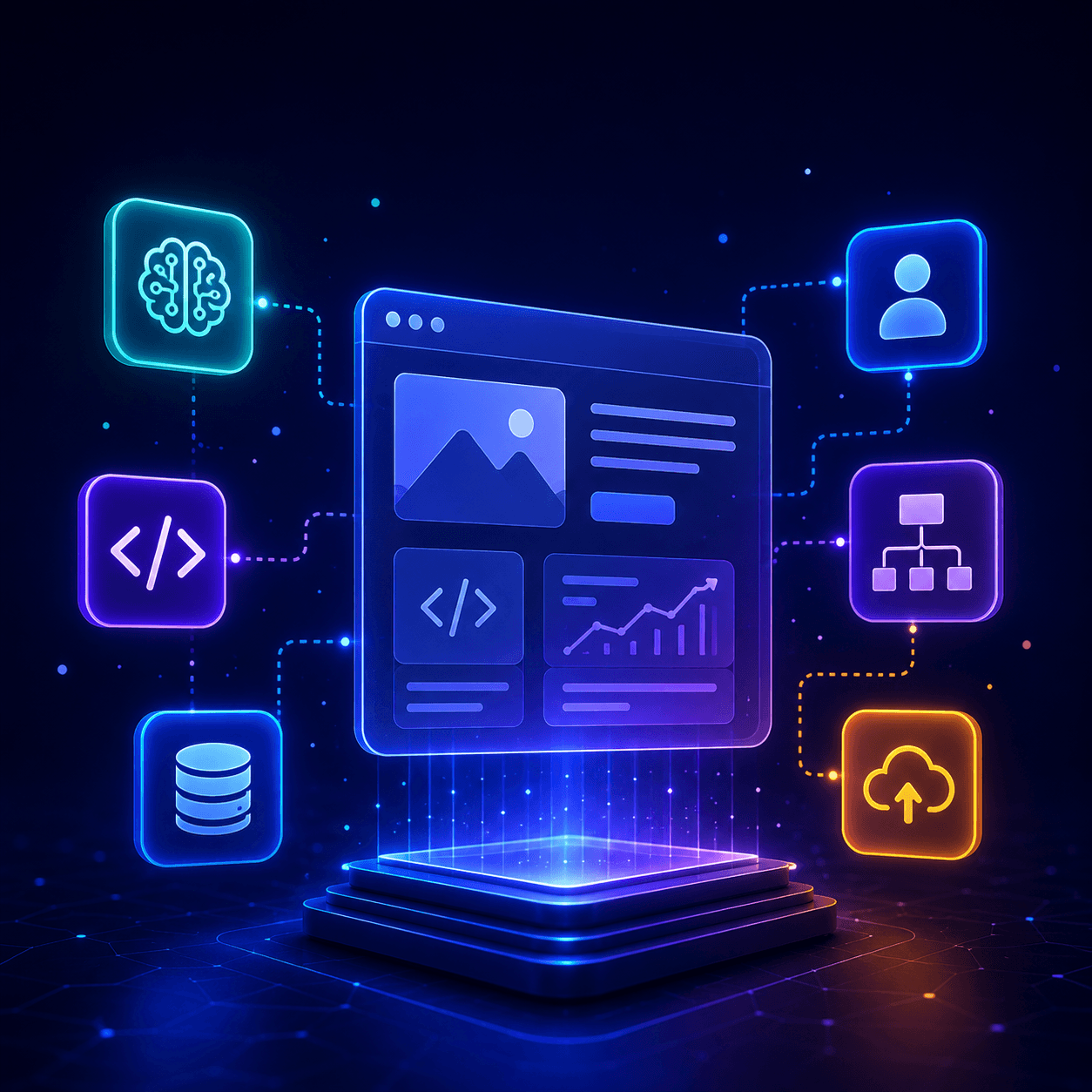 Website builder connected to AI, code, data, and deployment